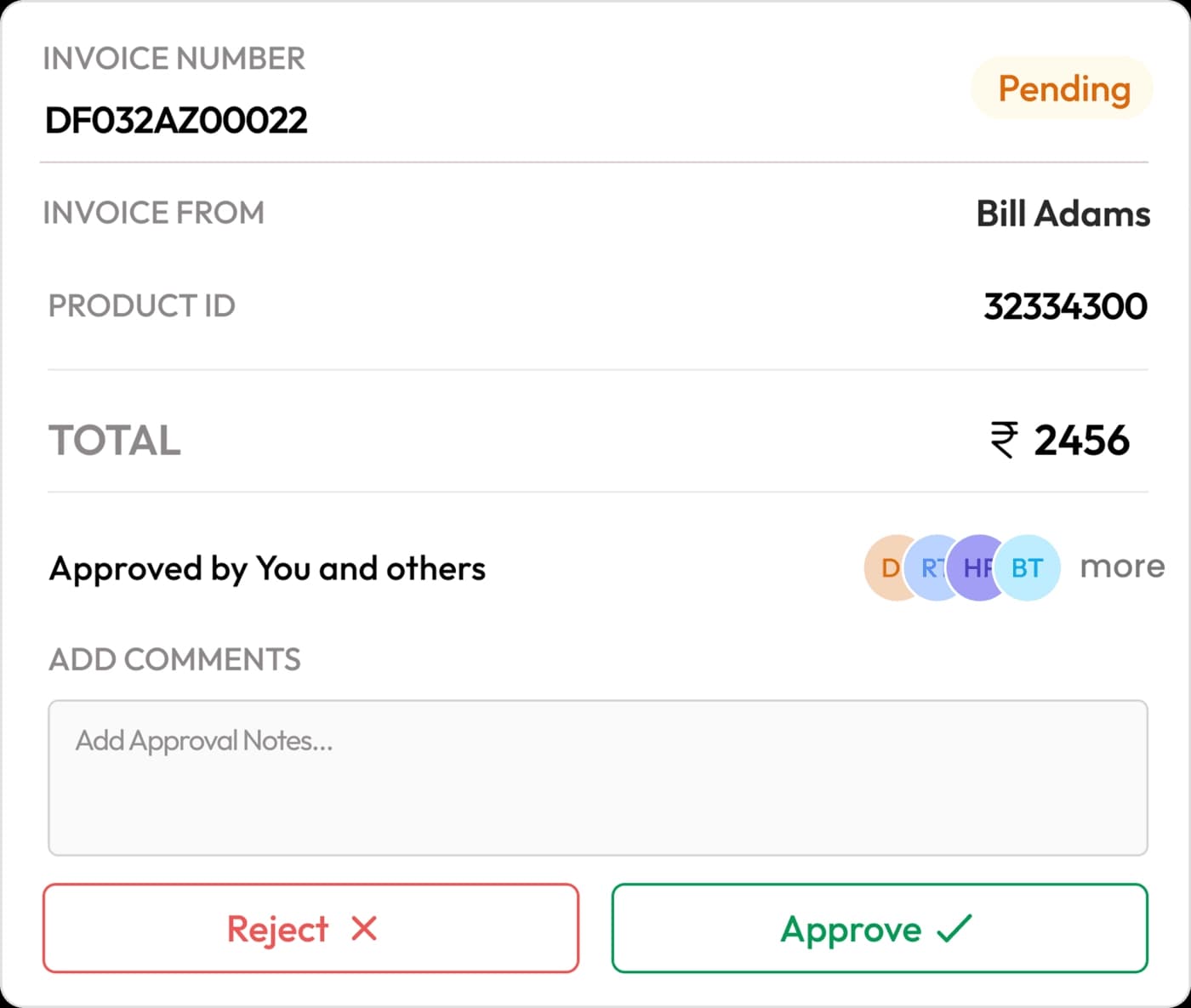 Approval workflow panel