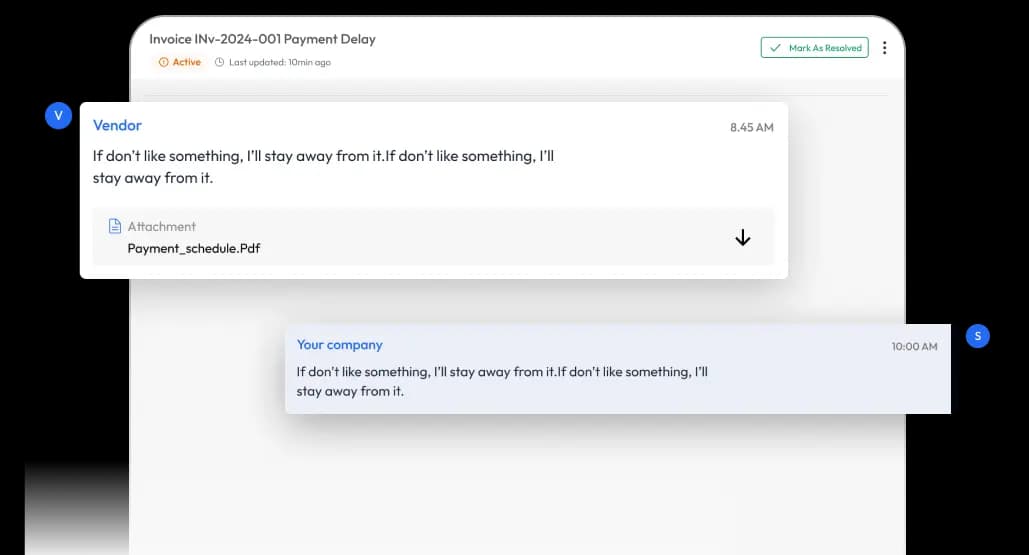 Vendor communication visibility